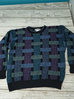 Harry Rosen 90s Geometric Vintage Wool Blend Sweater Size Large